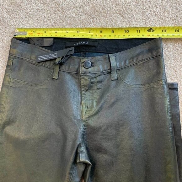 J Brand Super Skinny Black Green Coated Jeans Sz25 - Picture 7 of 10